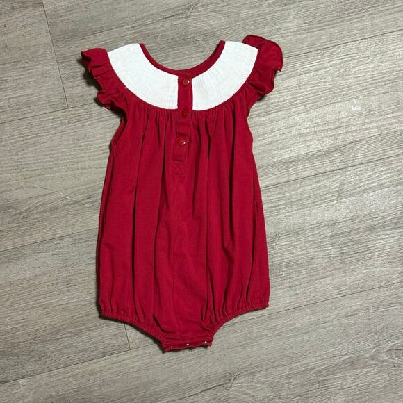 Busy Bees Smocks GO RAMS! Red Smocked Bubble Romper Size 9M Baby Game Day - Picture 5 of 5